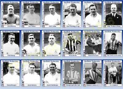 Sheffield Wednesday 1935 FA Cup Finale Gewinner Fußball Sammelkarten