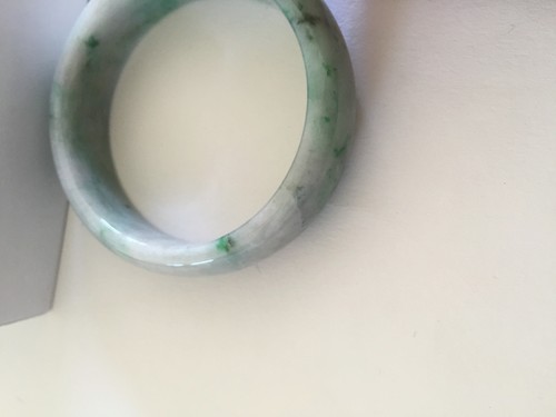 Natural Green White Jade Bangle Bracelet 53 MM - J110 - - Picture 6 of 12