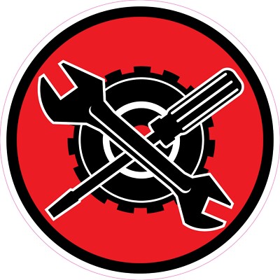 Repair Circle Logo (screwdriver and wrench) Vinyl Bumper Sticker Window Decal