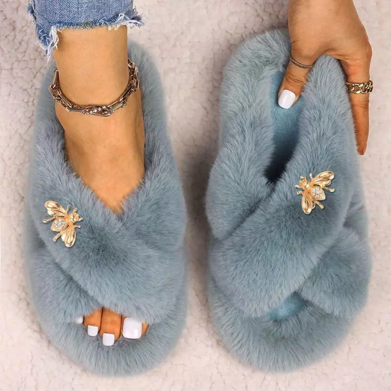 Sandals Slippers Luxury Designer Insect Furry Female Indoor | eBay