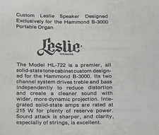 Leslie Speaker Service Information Model HL-722    * FREE SHIPPING