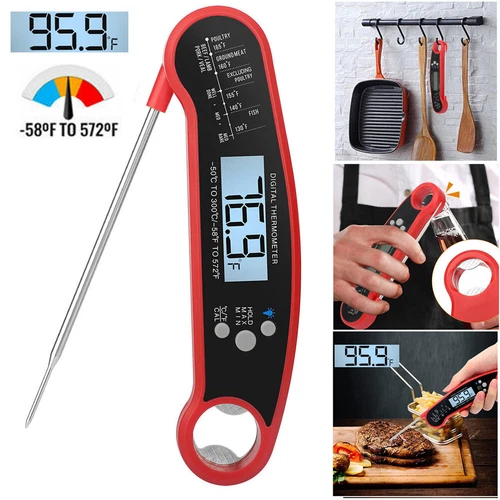 2-3s sofort ablesbares Fleischthermometer ±1 ° F Genauigkeit faltbare Sonde magnetisch für BBQ - Bild 1 von 11
