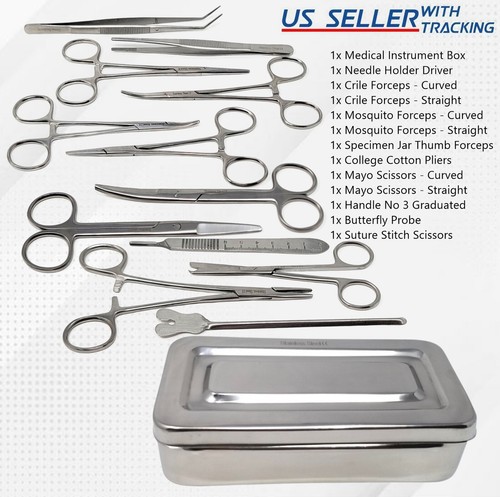 Instrument Box Veterinary 13 Pcs Veterinary General Surgery Set w/Stainless Steel Surgical ...
