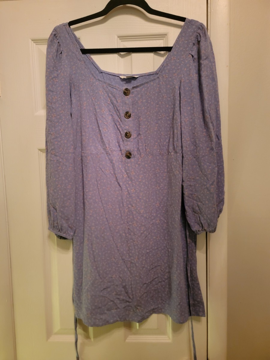 american eagle blue floral dress Buy American Eagle Women Blue Floral Puff Sleeve Cinched Waist Mini Dress Online