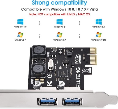 5Gbps PCIE to USB 3.0 2-Port Expansion Card USB 3.0 Converter for Windows 10 8.1 - 第 3/14 張圖片