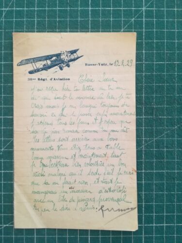 xw05 lettre 1929 foyer du soldat 38e rgt. Aviation Thionville soldat à sa sœur - Picture 1 of 3