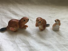 Vintage Lot of 3 Miniature Bone China Japan Beaver Family Figurines 