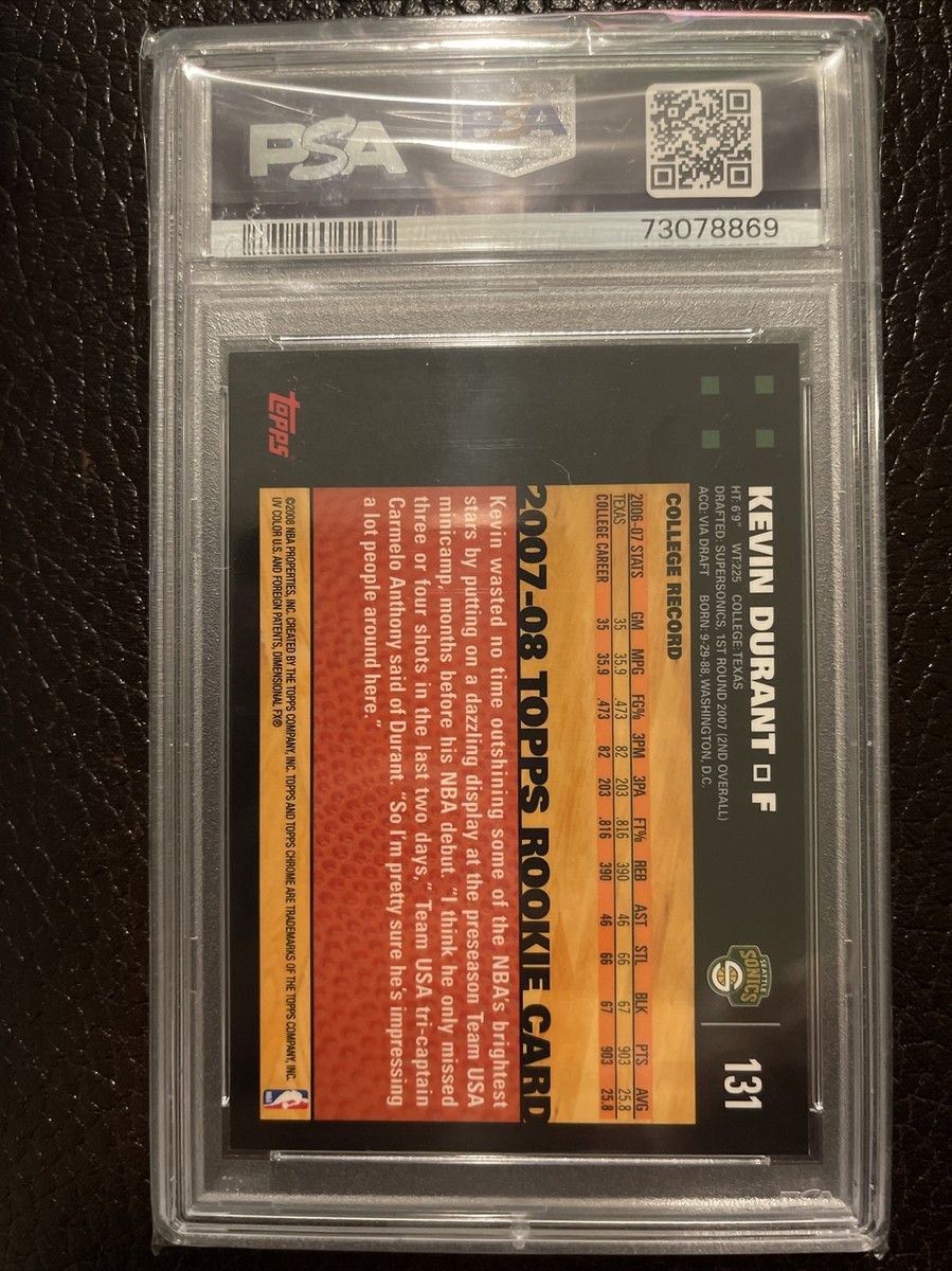 その他 KEVIN DURANT TOPPS CHROME RC #131 PSA 9 Kevin Durant 2007 Topps Chrome PSA 9 RC MINT #131, Rookie