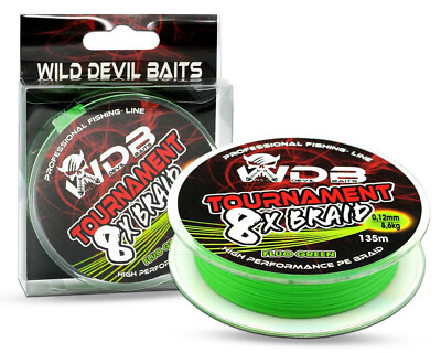 Tournament 8 Braid Fluo Green 8x fach rund geflochtene Angelschunr Fishing Line