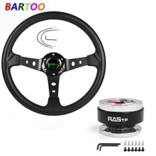 14 6 Hole Drifting Racing Steering Wheel Quick Release Adapter Black Aluminum
