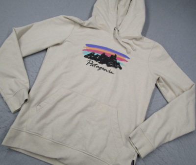 Patagonia Hoodie Women Medium Off White Free Hand Fitz Roy Ahnya Pullover |  eBay