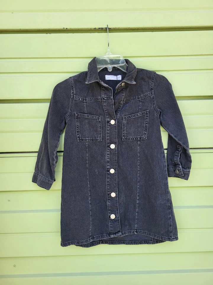 VESTIDO CAMISA VAQUERA ZARA NIÑA GRIS MANGA LARGA TALLA 7 AÑOS 122cm DEFECTO #O3728 Foto 4 de 4