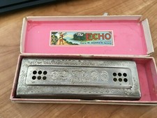 Vintage M Hohner The Echo Harp C/G Harmonica Bell Metal Reeds Made In Germany