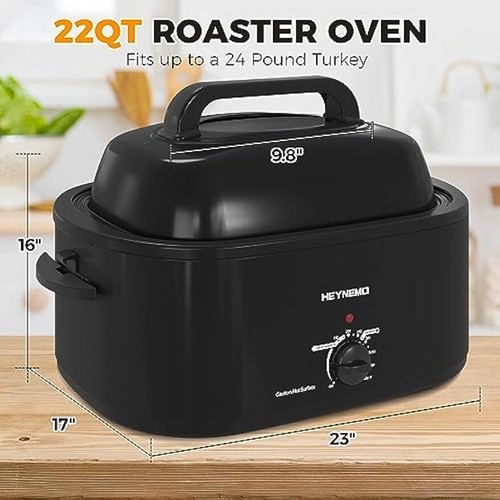 22 Quart Roaster Oven Electric Turkey Roaster Oven Removable Pan & Rack