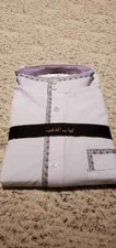 White dressy men thobe long sleeves size 58 new embroidered free shipping