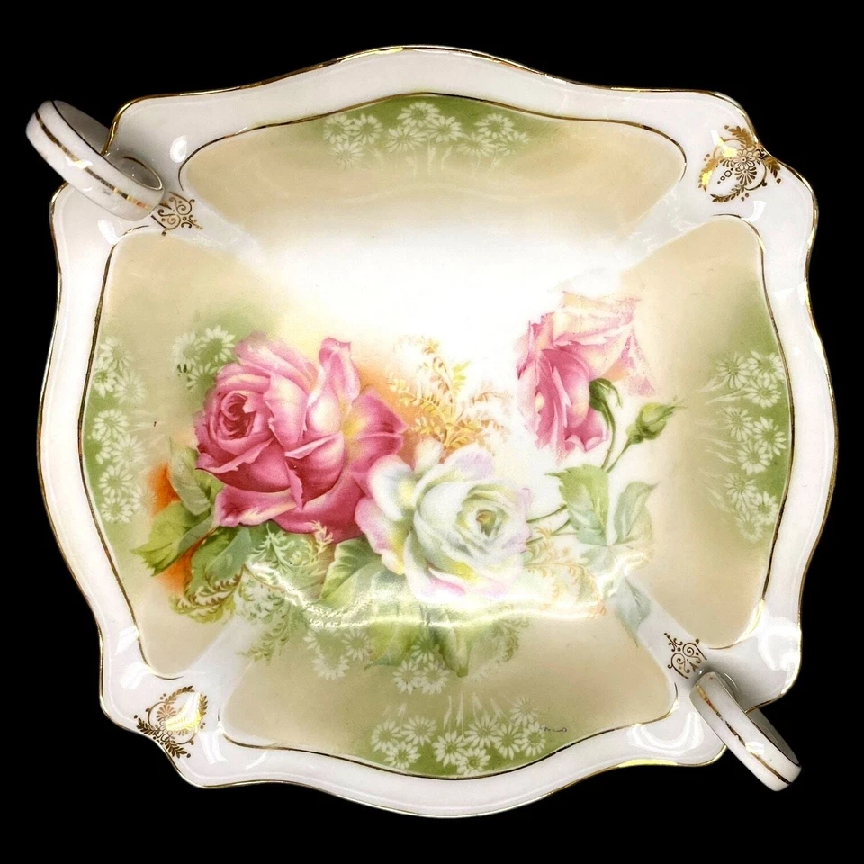 Декоративная чаша из немецкого фарфора RS с ручками для пальцев отделка розовое розовое золото 9 дюймов - Изображение 2 из 4