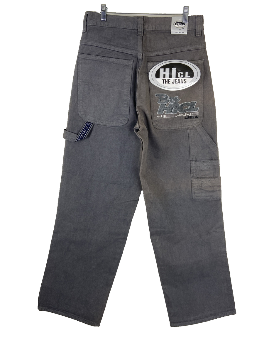 EMPORIO ARMANI Jeans Homme W31/32 Zip Fly Denim Gris Slim Fit Whiskers