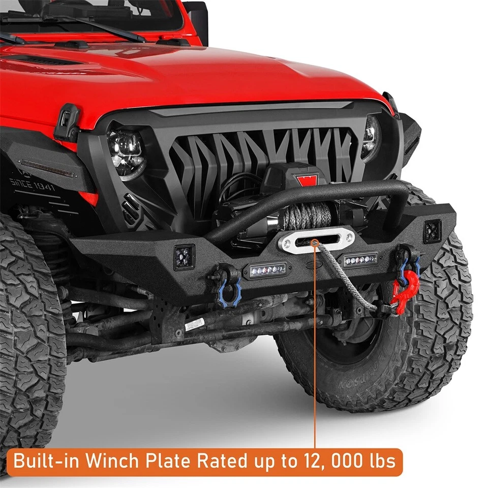 Steel Front + Rear Bumper w/ Tire Carrier & Oil Drum for 07-18 Jeep Wrangler JK Foto 3 de 4