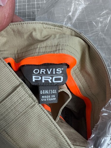Men's Lightweight ORVIS PRO LT Hunting Pants Sand/Dark Khaki Size 44x34" NEW - Picture 7 of 9