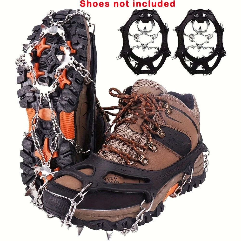 19-Stud Stainless Steel Anti-Slip Ice Cleats, Safe Traction fits Walking Jogging