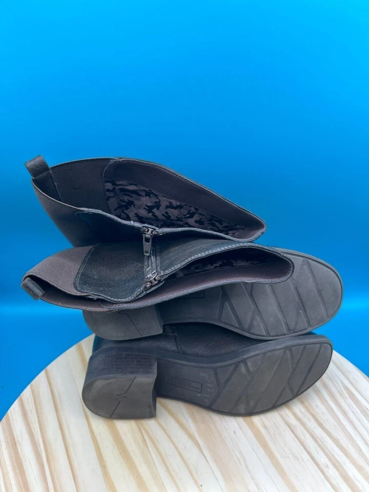 White Mountain Knee High Riding Boot Women's Sz 8.5W Brown Leather Side Zip - Image 4 of 4