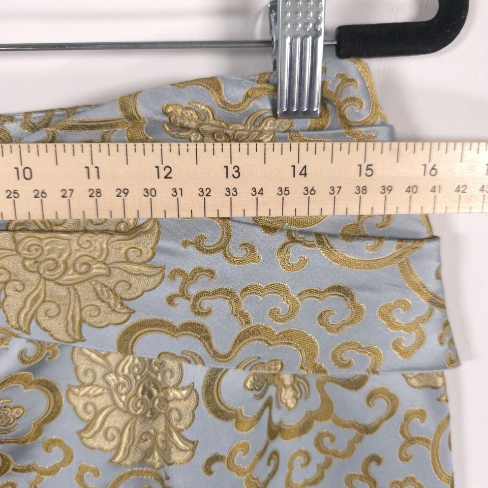 NUEVO CON ETIQUETAS STEVEN STOLMAN Falda Estrás Cinturón Azul Dorado Floral Cachemira Forrada 12 Foto 4 de 4