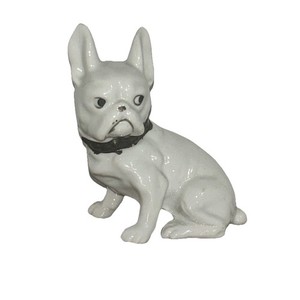 VINTAGE FRENCH WHITE BULLDOG FIGURINE - MADE IN JAPAN