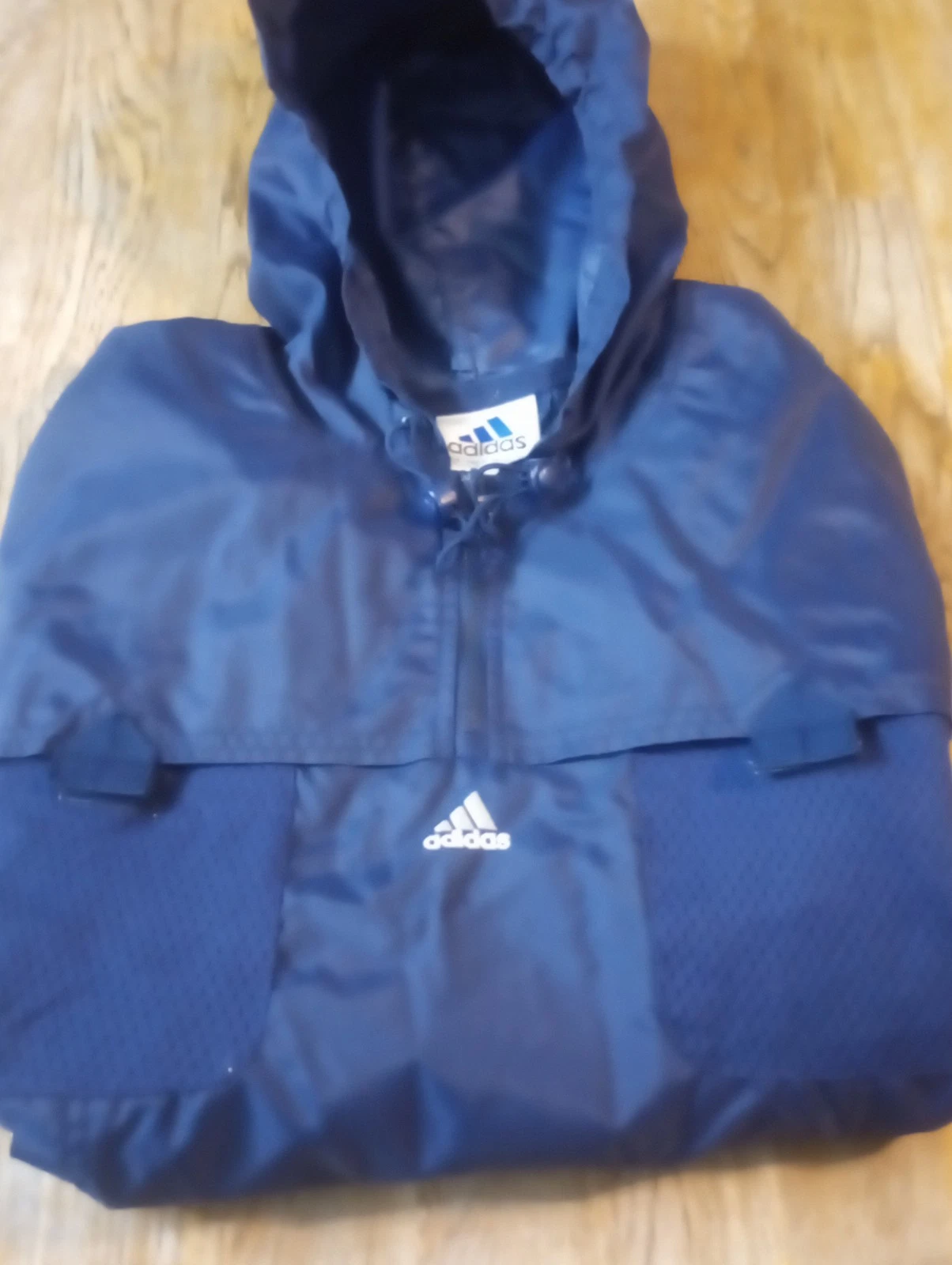 Men's Adidas Blue Windbreaker Large Outdoor Hiking Camping