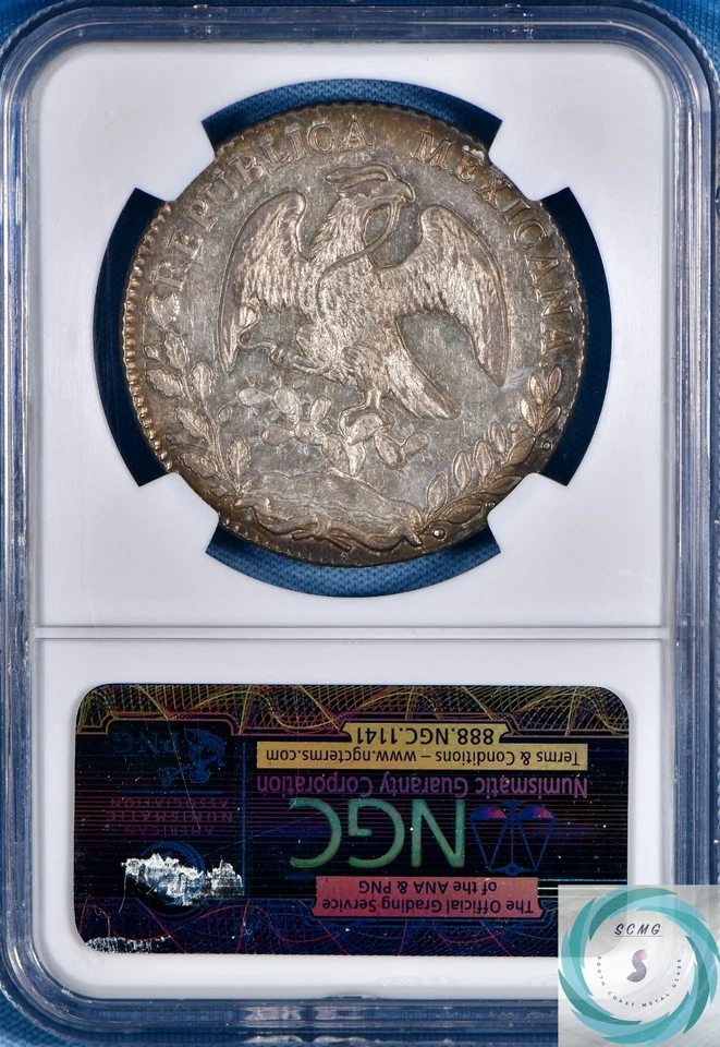 1863-Mo TH Mexico 8 Reales NGC MS 62 KM #377.10 - Eye Pleasing Lustrous Patina!! - Image 2 of 4