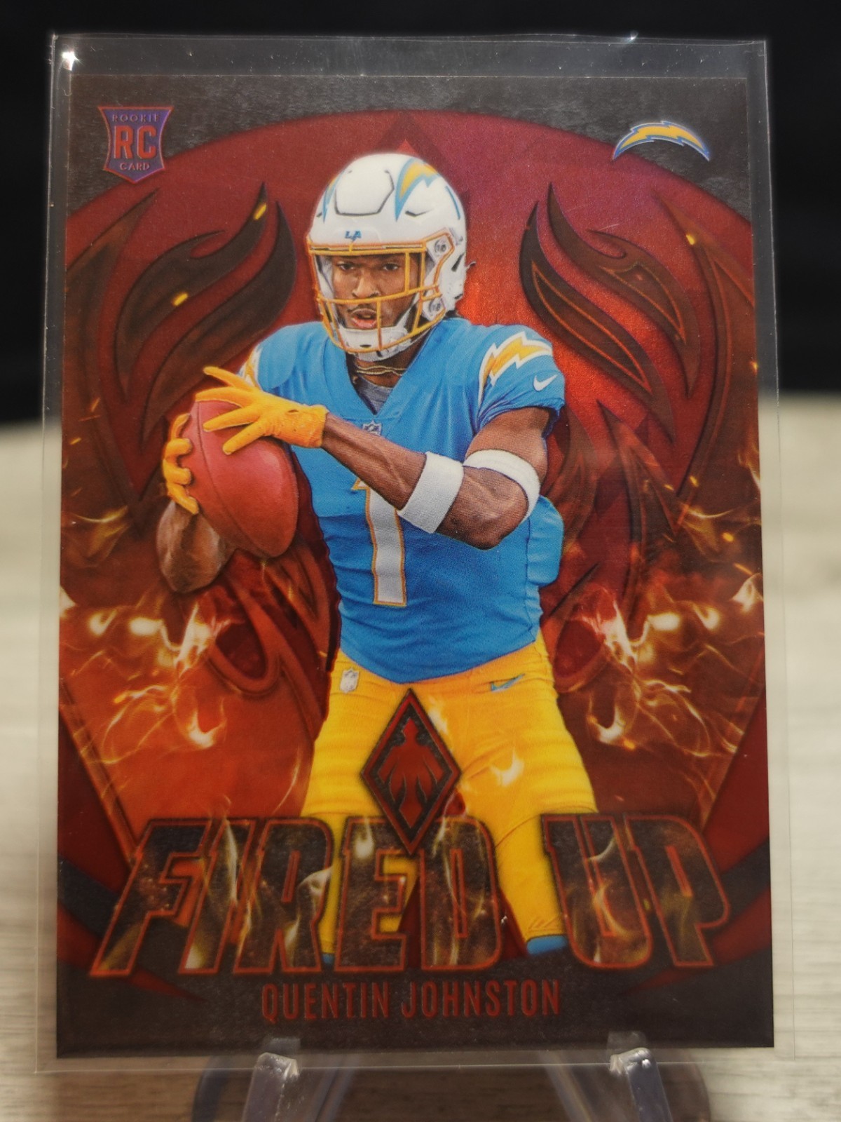 2023 Panini Phoenix Quentin Johnston Fired Up Rookie Red #'d 011/199 ROOKIE!