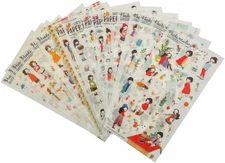 18 Sheets Scrapbooking Sticker Cute Girl PVC Transparent Stickers Kawaii Station