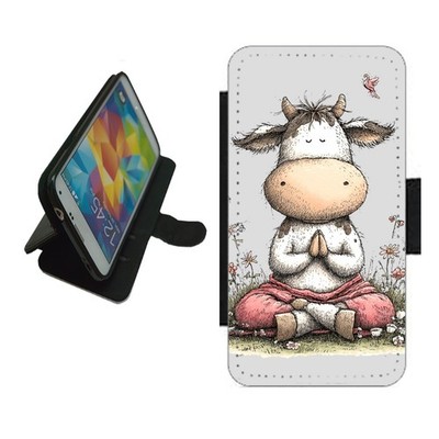 Yoga Kuh Meditieren Handy Hülle Wallet Flip Cover für iPhone Samsung COW5