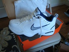 Nike AIR MONARCH IV Men's White Silver Blue size 11 Walking Shoes Medium width D