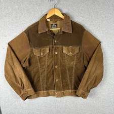 Vtg 1970s  Blue Bell Maverick Brown Corduroy Jacket Cropped Cut Two Tone Large