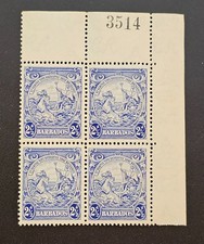 Barbade 1938 KGVI 21/2p Ultramarine SG #251 Corner Block Sheet #3514 Mint NH