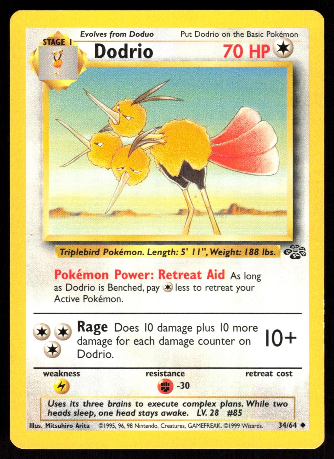 POKEMON DODRIO JUNGLE 34/64 UNLIMITED UNCOMMON HP