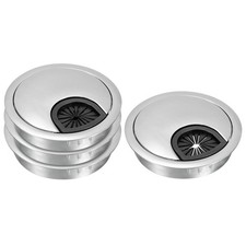 4Pcs Desk Cable Hole Cover,Zinc Alloy Cord Raceway 60mm,Bright Silver 