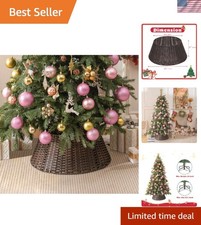 Christmas Wicker Tree Collar for 4-7.5 ft Trees, 22 " D Christmas Tree Stand ...