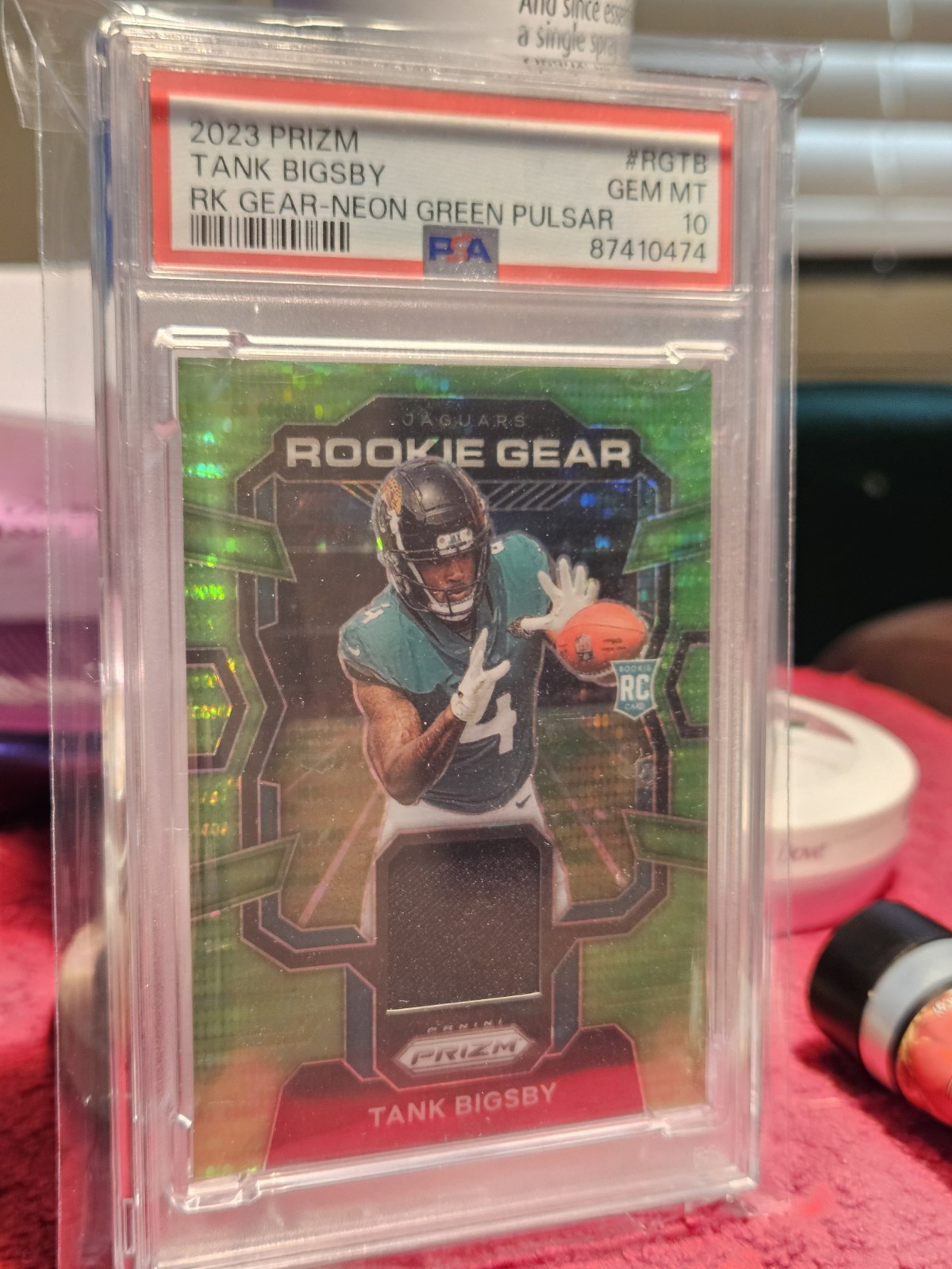 Tank Bigsby Panini Prizm Rookie Gear #RGTB Neon Green Pulsar