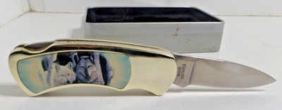 Wolf pocket knife in tin box vintage