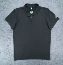 Adidas Men Polo Shirt Medium Golf Polyester Sport Casual Short Sleeve, Black