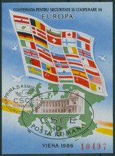 Romania 1986 Mi. Block 230 ESST KSZE Vienna, Vienna Hofburg, Europe, Flags