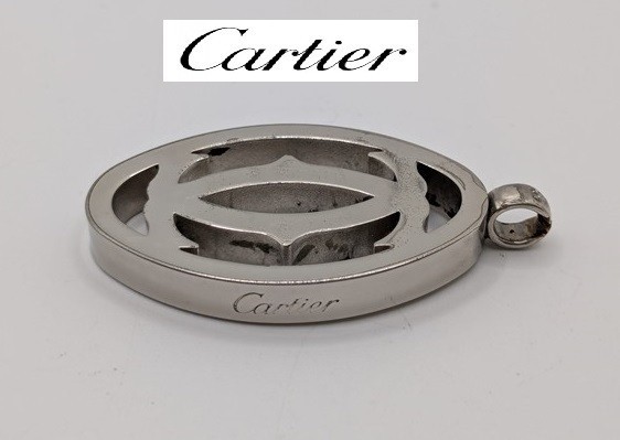 Cartier 2C Silver Color Logo Charm Pendant Top Only Japan Near