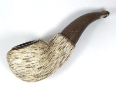 Vintage Longchamp Pfeife smoking pipe Ponyfell Haare Haut ausgefallen selten gebraucht