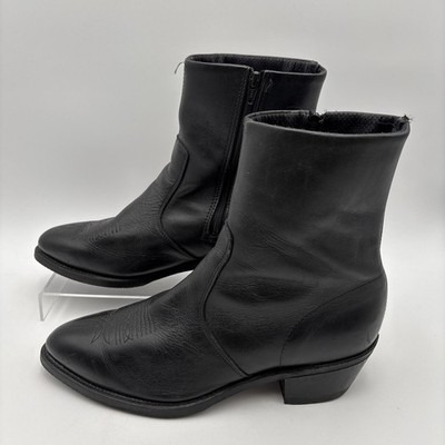 Vintage Durango Boots Mens 12 EE Western Ankle Side Zip Leather Black USA Made