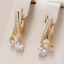 2Ct Round Cut Simulated Diamond Drop Clip On Earring In 14K Yellow Gold Plated