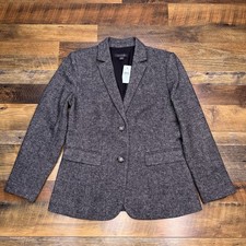 Ann Taylor Tweed Blazer Womens 8 Petite Herringbone Wool Blend New
