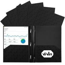 10-Pack Sturdy Black Plastic Folders with Pockets, 2 Pocket Folders with Pron...