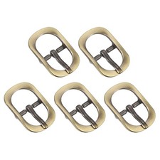 5Pcs 0.59" Single Prong Belt Buckle Oval Center Bar Buckles for Belt, Bronze