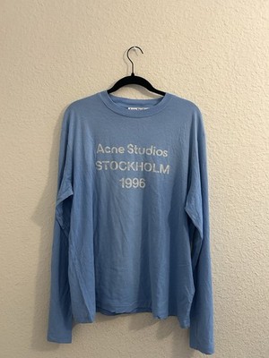 Acne Studios Stockholm 1996 Blue Graphic Logo Long Sleeve Crewneck Tee M